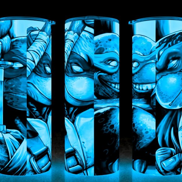 Glow in the Dark TMNT Ninja Turtle Black and White Cup Mug Tumbler - Picture 1 of 4